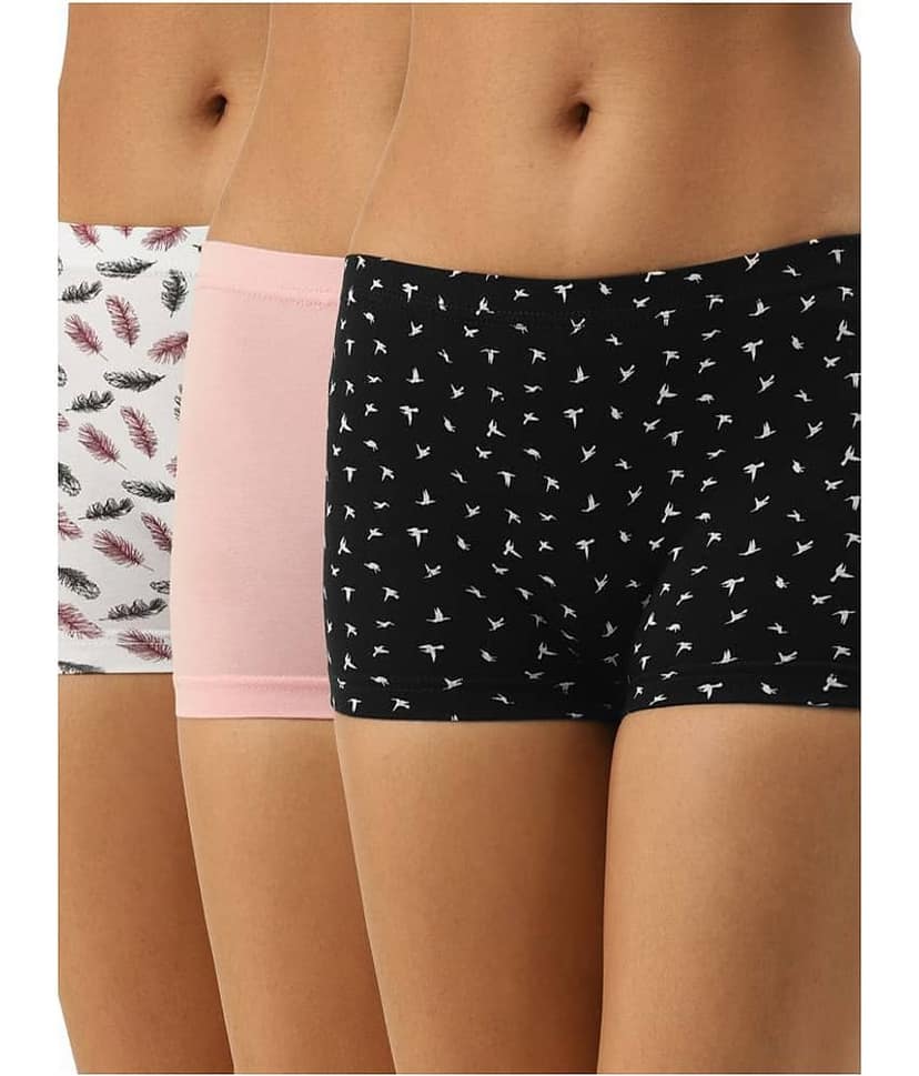Leading Lady Pack of 3 Cotton Printed Women's Boy Shorts ( Multi Color )