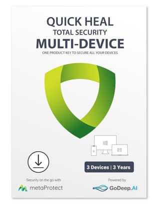 Quick Heal | Total Security Multi Device 3 Devices 3 Years (NEW INSTALLATION - SINGLE KEY) Email Delivery - no CD
