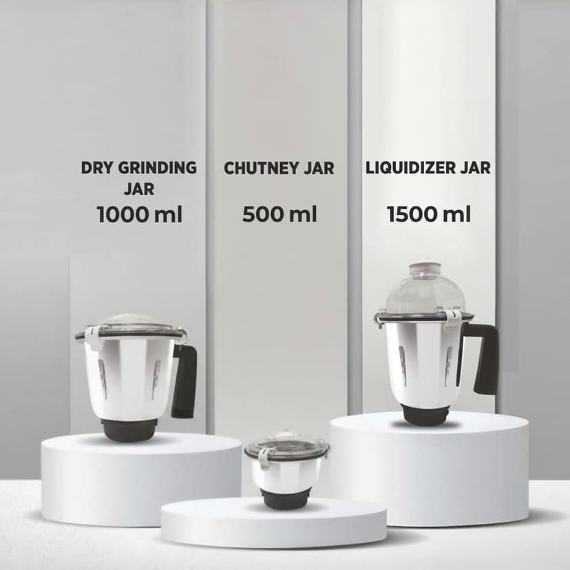 Baltra Mixer Grinder 1000W | Powerful Motor with Overload Protector | 3 Stainless Steel Jars | Heavy-Duty Grinding for Indian Kitchen | Ideal for Dry & Wet Grinding | Made for Cooking | 2Year Warranty view 2