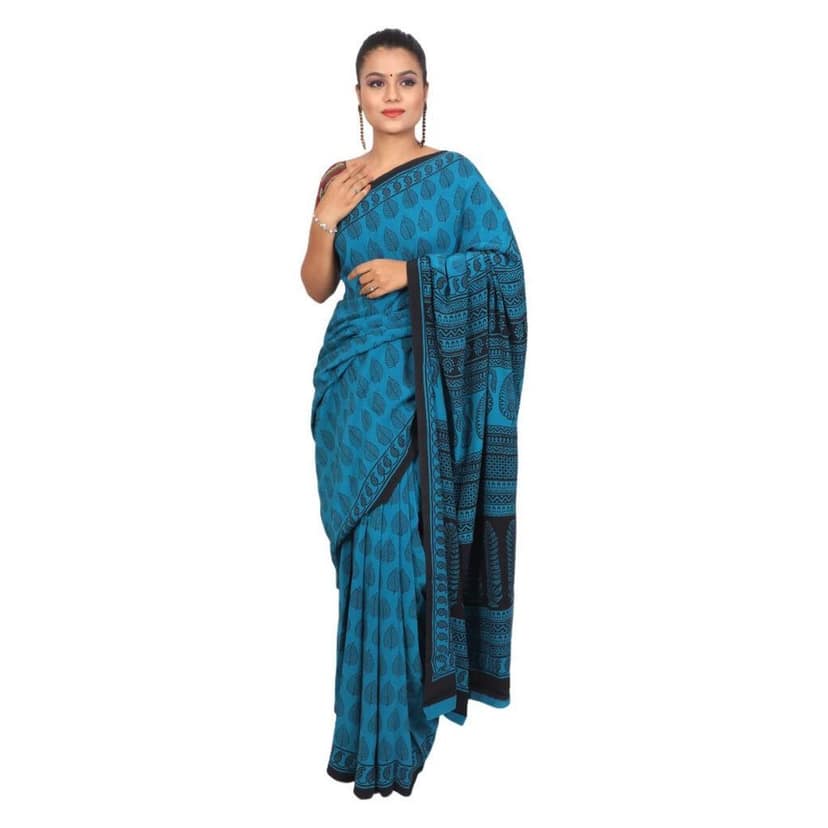 HANDLOOM CRAPE SILK SAREE WITH BLOUSE (SKU - 3I0106030422 SAREE- 203) view 2