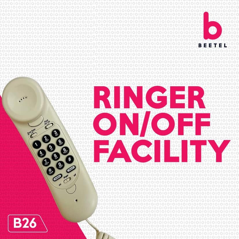 Beetel B26 Corded Slim Landline Phone,Ringer Volume Control,LED Ring Indication,Wall/Desk Mountable,Classic Design,Clear Call Quality,Mute/Pause/Flash/Redial Function (Made in India)(Warm Grey)(B26) view 2