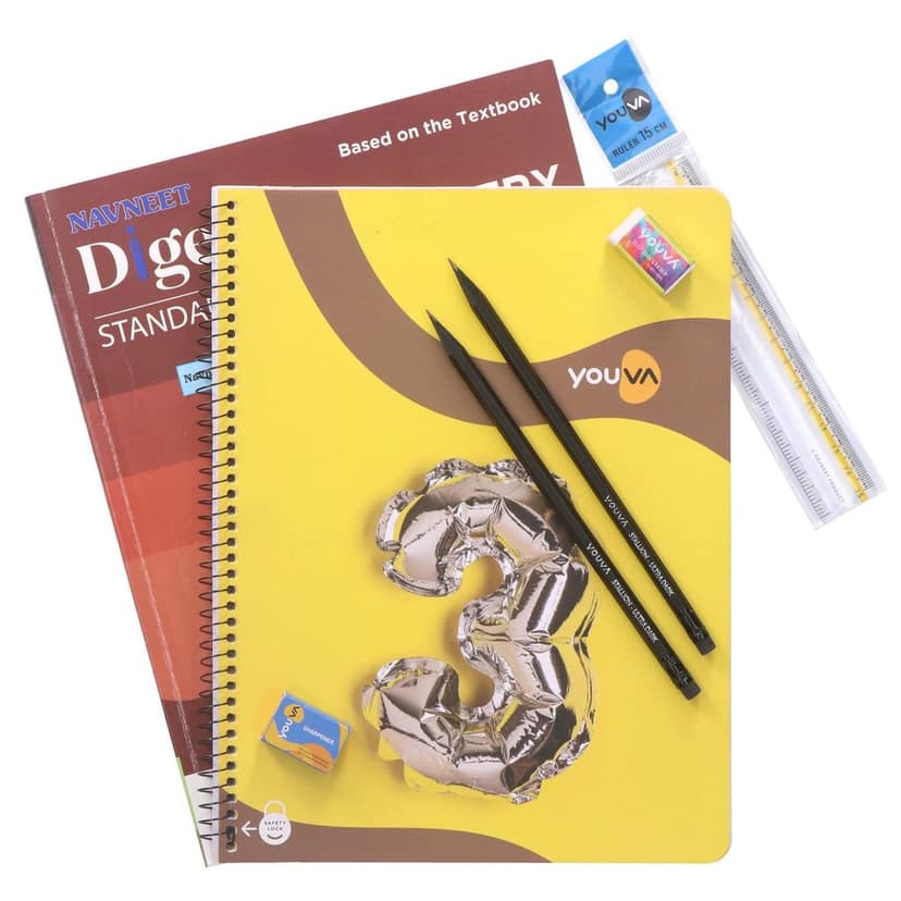 Navneet Youva Happiness Combo Chemistry Part 1 Study Kit 1 (1 Digest + 1 Three Subject Book + 2 Pencils + 1 Sharpener + 1 Eraser + 1 Scale) view 2