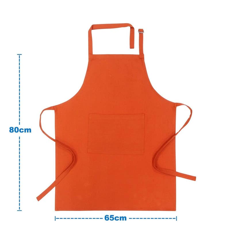 AIRWILL 100% Cotton Premium Quality Solid Pattern Free Sized Apron (Orange, Pack of 1) view 2