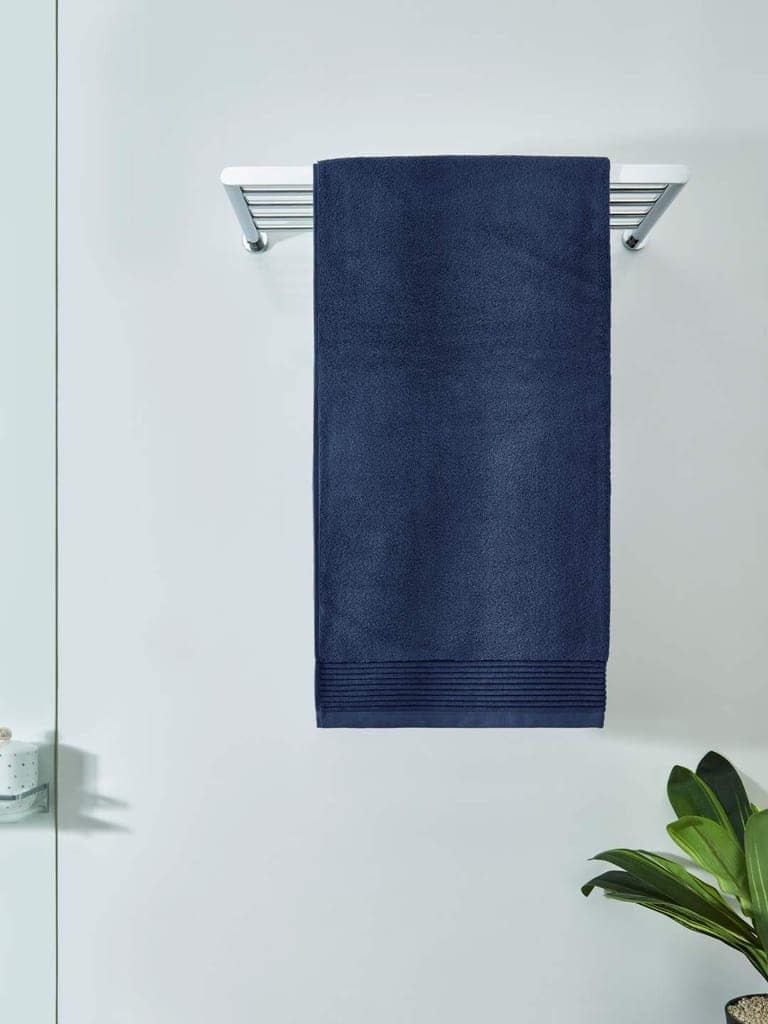 DDECOR - Platina Collection 100% Cotton Bomboo Plains And Textures Pattern 520TC Bath Towel |75 CM X 150 CM| - Blue