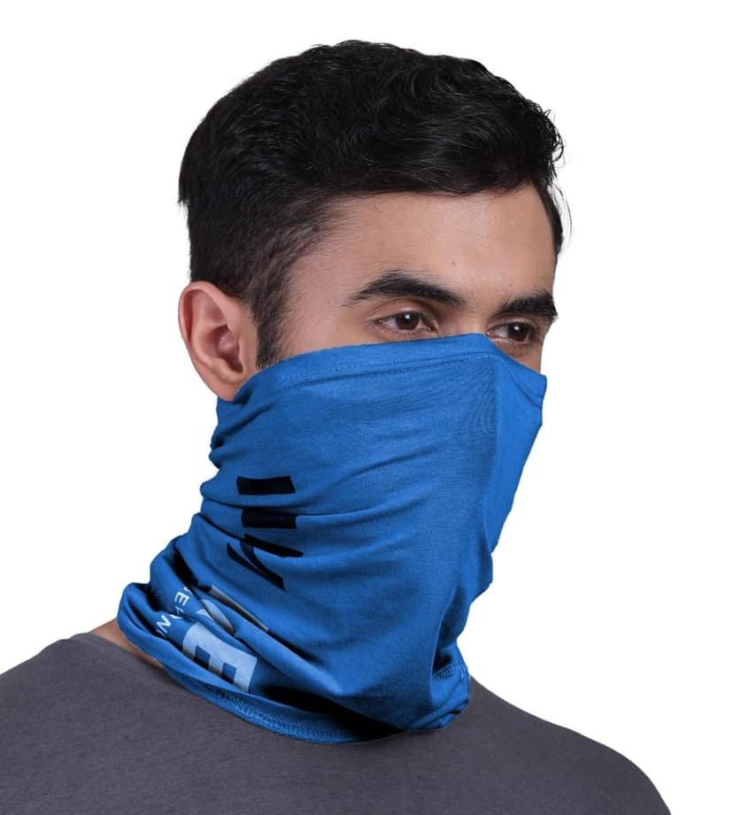 FREECULTR Unisex Bamboo Bandana, Anti Microbial Super Soft & Comfort Fit, Breathable Multipurpose Headband, Face Mask for Dust Protection and Sun - Printed Pack of 2-Pilot Blue,White view 2