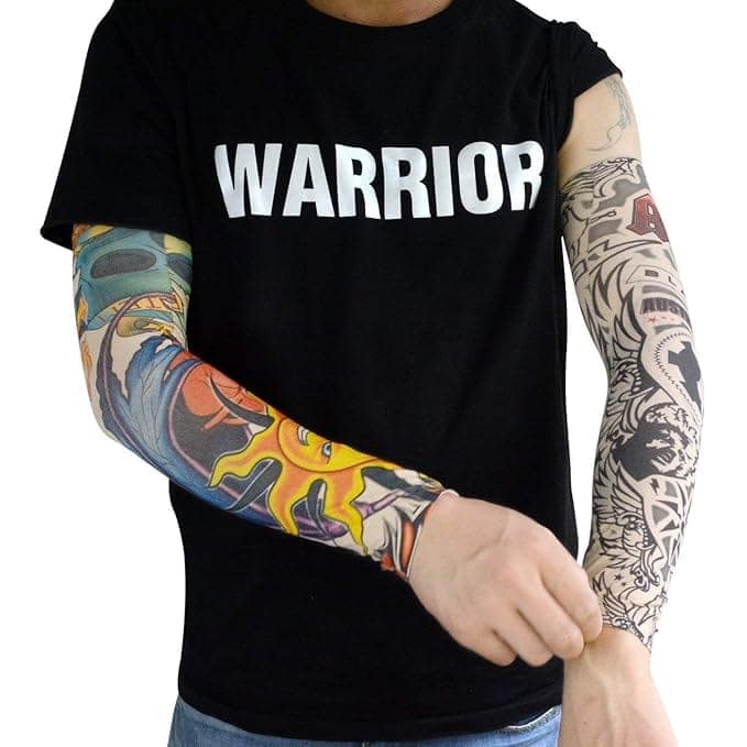 CHINTELS Arm Tattoos Sleeve For Men & Women Sun UV Cool Protection-Stretchable Nylon Arm Warmer (Multicolor) Pack of 4 view 2