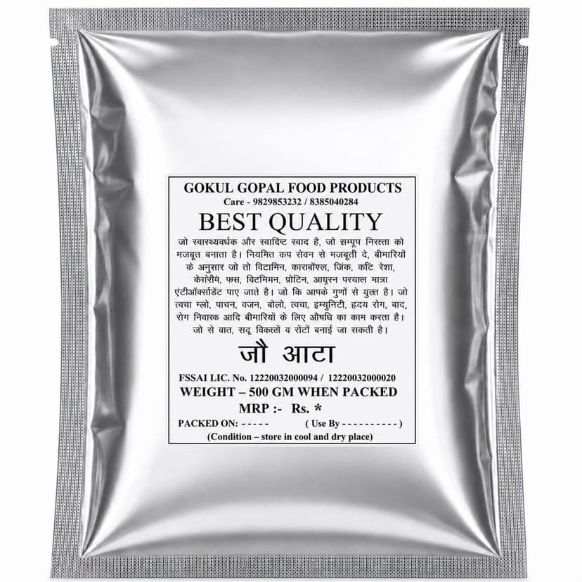 Gokul Gopal Jou Aata (Barley Flour), Rich in Iron, Calcium and Proteins, Zero Preservatives, Heart Healthy, Easy to Digest, 500gm