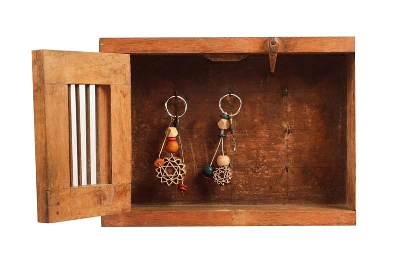 Hand Carved Wooden Keyring Mandala Rust view 2