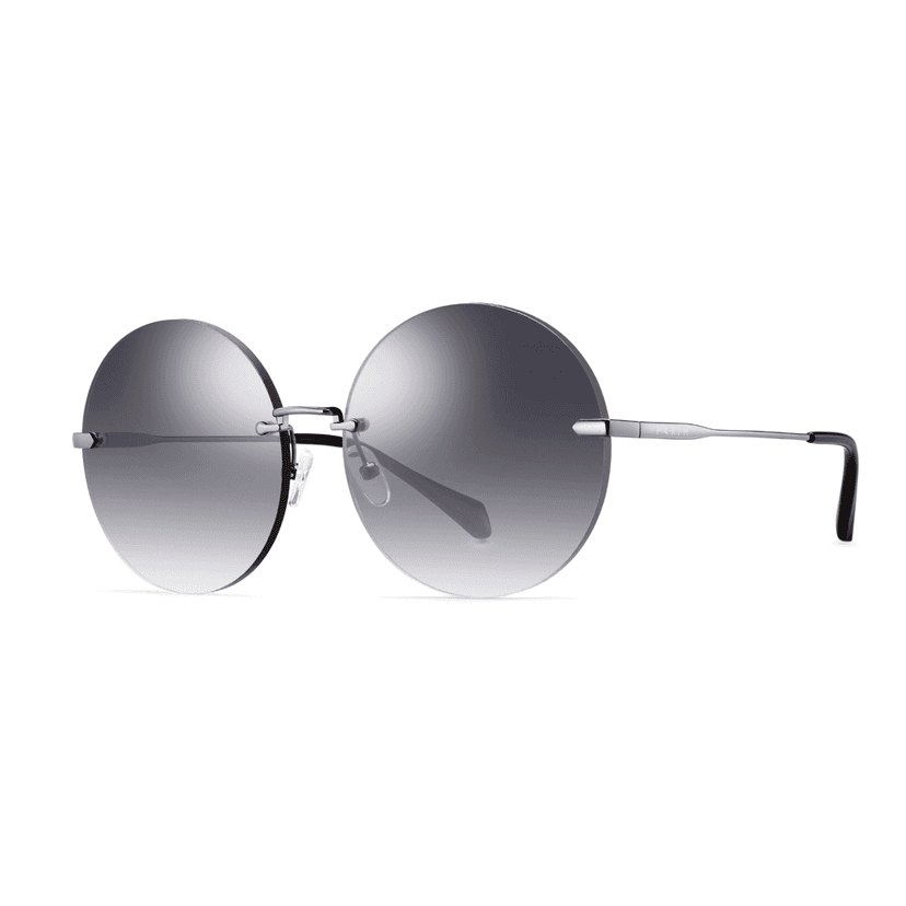PARIM UV Protected Women's Oversized Round Rimless Sunglasses Frame: Gun Metal Frame, Lenses: Grey Gradient