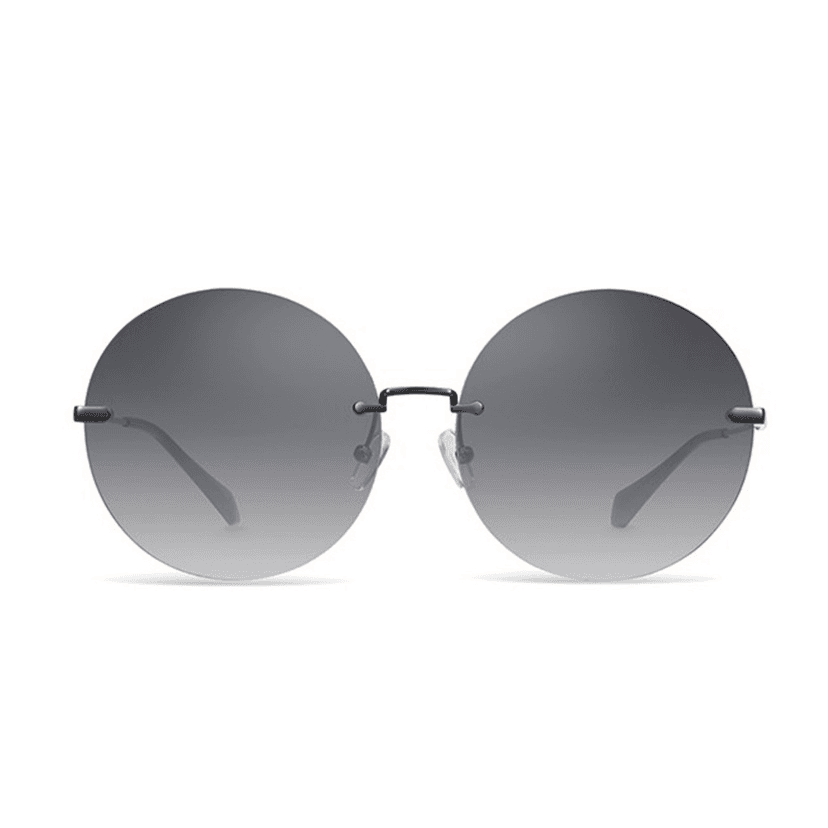 PARIM UV Protected Women's Oversized Round Rimless Sunglasses Frame: Gun Metal Frame, Lenses: Grey Gradient view 2
