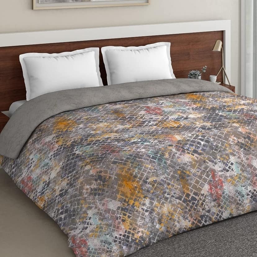 DDECOR - Zeta Collection 100% Cotton Abstract Pattern 136TC King Quilt |229 CM X 274 CM| - Grey