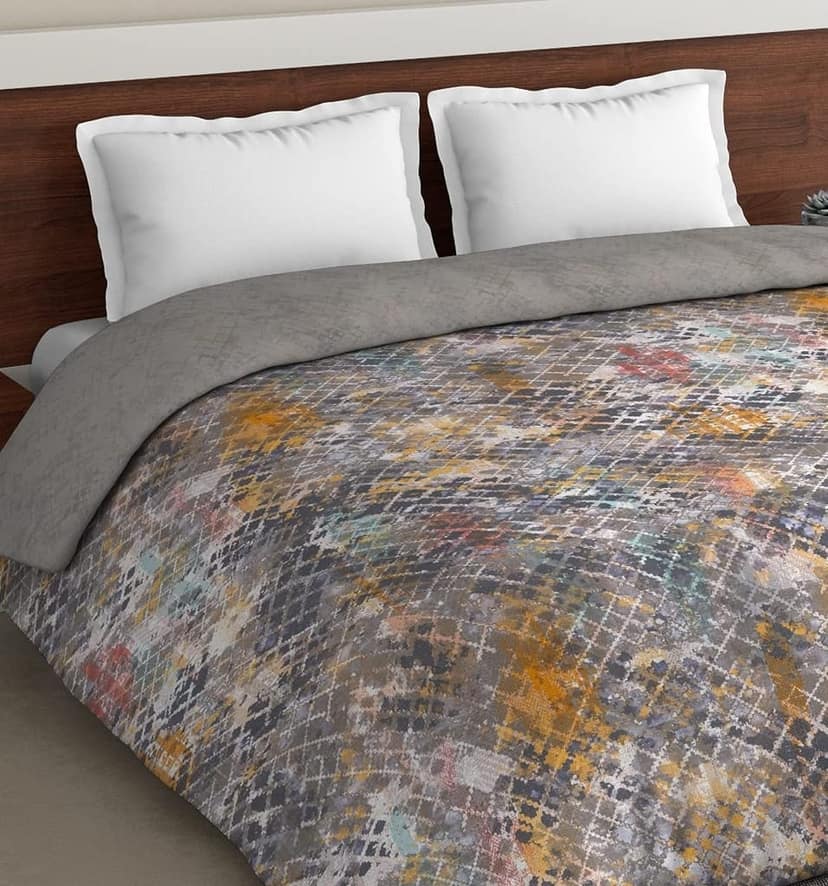 DDECOR - Zeta Collection 100% Cotton Abstract Pattern 136TC King Quilt |229 CM X 274 CM| - Grey view 2