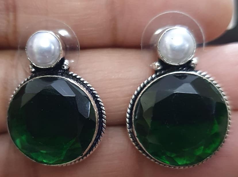 German Silver Oxidized Beautiful Studs view 2