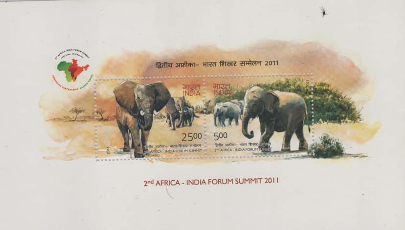 Shobhaphila's 2011 2nd Africa-India Forum Summit Indian Miniature Sheet Stamp ( 25th May 2011)