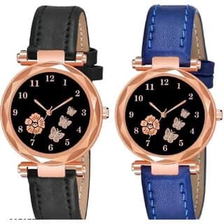 Bolun Black And Blue Leather Belt Bty Dial Combo Women and Girls WatchCvvm440 view 2