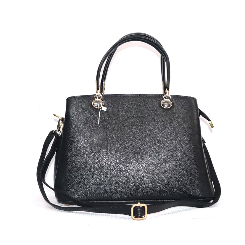 FHS Elegance Genuine Leather Handbag for Girls & Women- Black