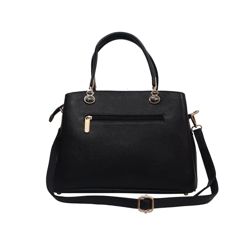 FHS Elegance Genuine Leather Handbag for Girls & Women- Black view 2