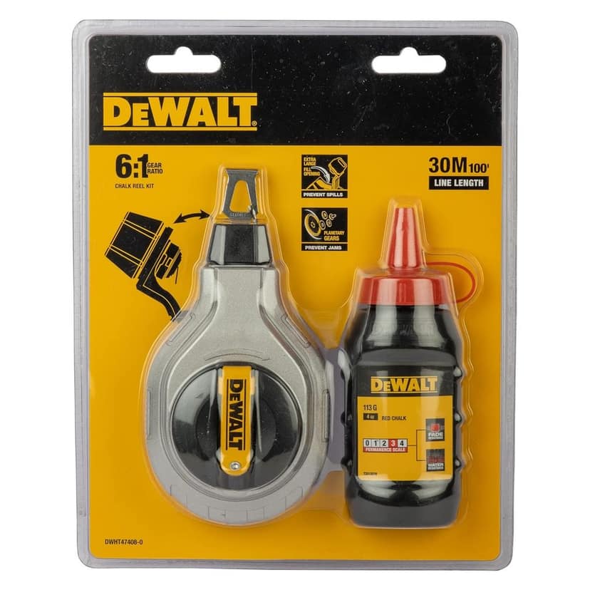 Dewalt Chalk Line 6 To 1 Chalk Reel With Red Chalk DWHT47408-0