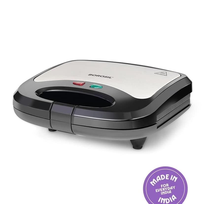 Borosil Klassy Grill 800 Watt Sandwich Maker, 2 Slice Automatic Grill Sandwich Maker, Non-stick Grill plates opens 105° view 2
