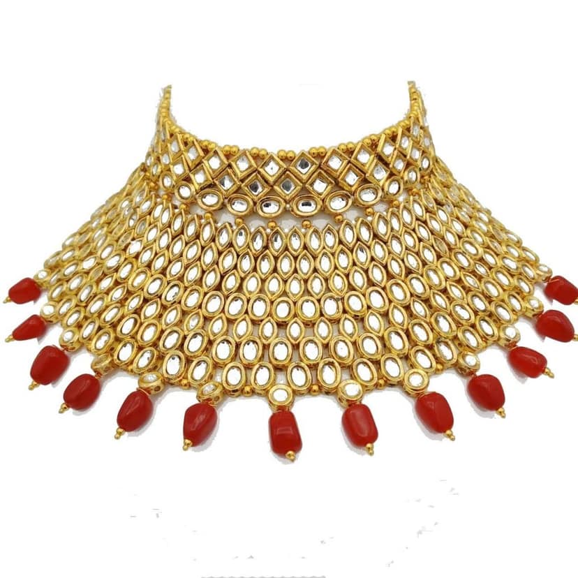Gold Plated Kundan Necklace Set view 2
