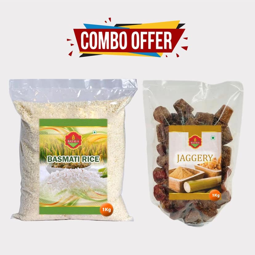 Jaggery & Basmati Chawal Combo pack of 2 kg (1 kg Each) by Batala – Healthy & Authentic.