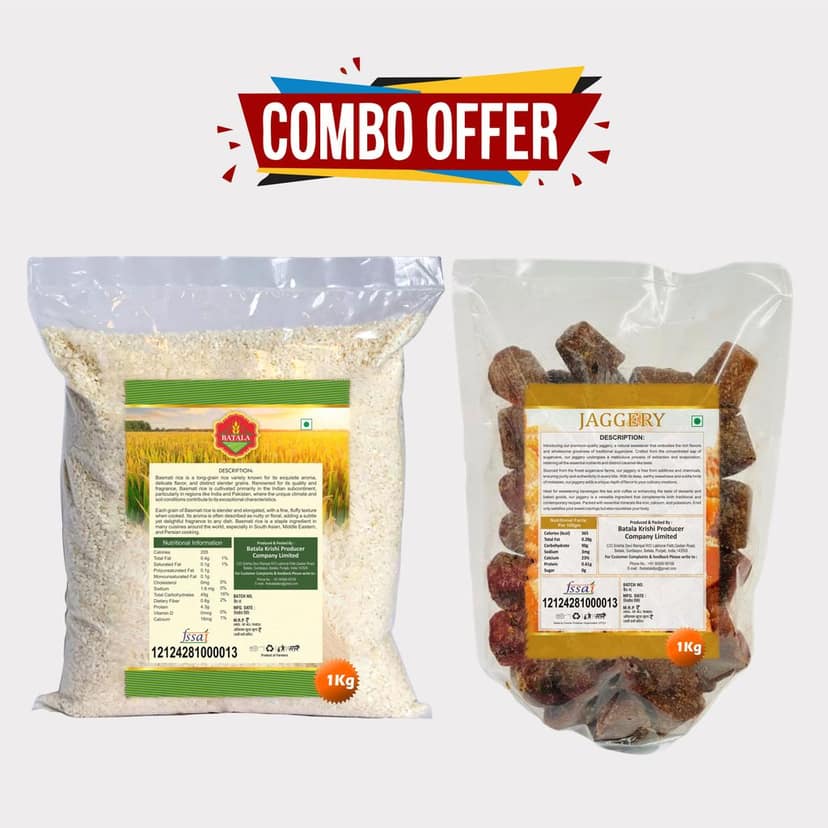 Jaggery & Basmati Chawal Combo pack of 2 kg (1 kg Each) by Batala – Healthy & Authentic. view 2
