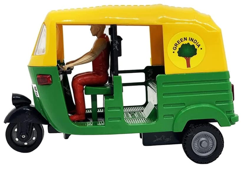 Pull Back Plastic Auto Rickshaw Toy | Mini Auto Vehicle Perfect for Kids Fun (Pack of 1, Multicolor) view 2