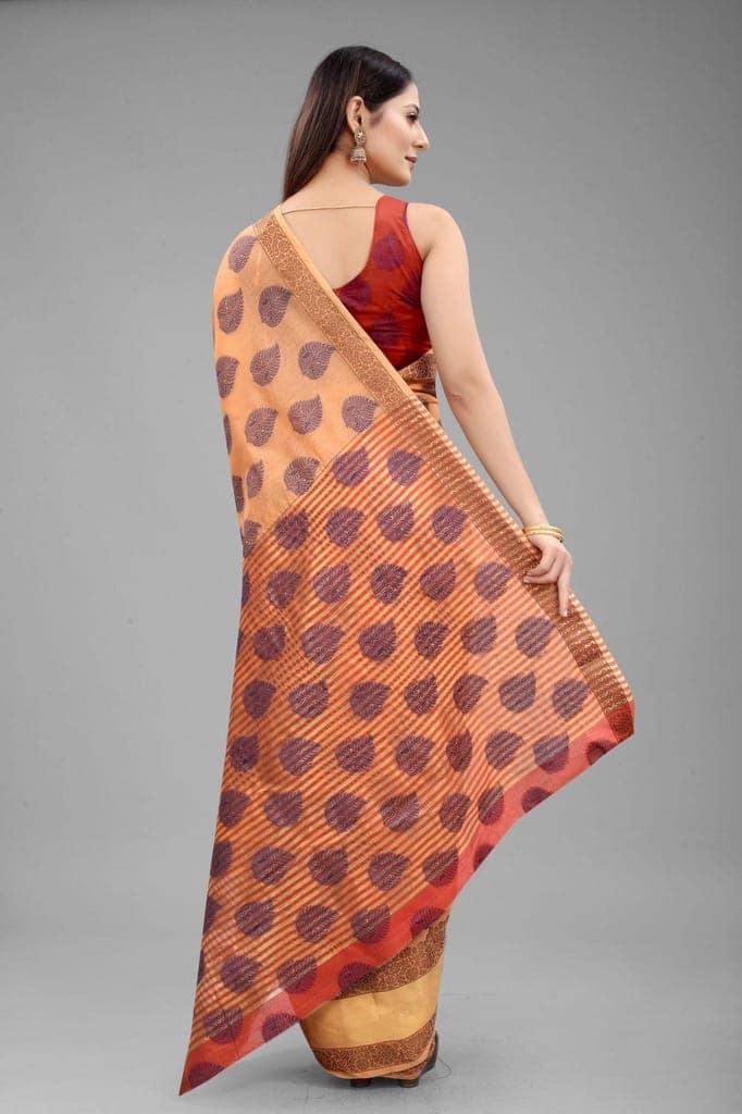 Silk Zone Women's Cotton Woven Saree With Unstiched Blouse Piece view 2