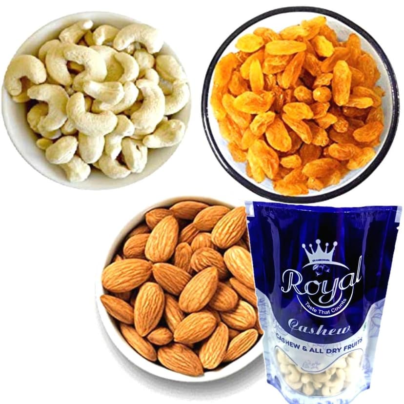 AndraMart Combo pack of 300 Gm Premium Cashews | Kaju | Munthiri , Raisons, Almond | 3x100 view 2