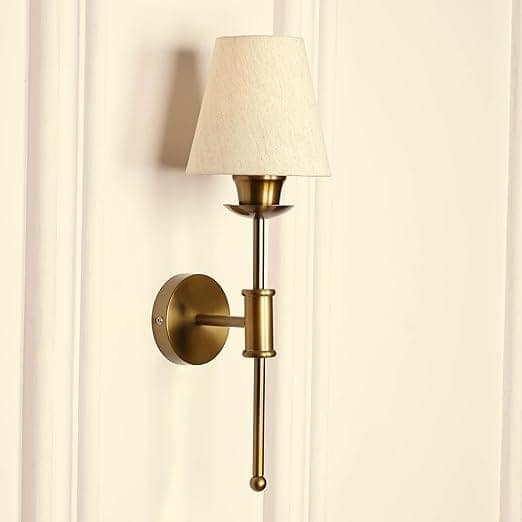 Divine Trends Antique Brass Finish Spacer Wall Lamp with Off White Shade for Living Room, Bedroom, Home Decoration Wall Light Pack of 1 view 2