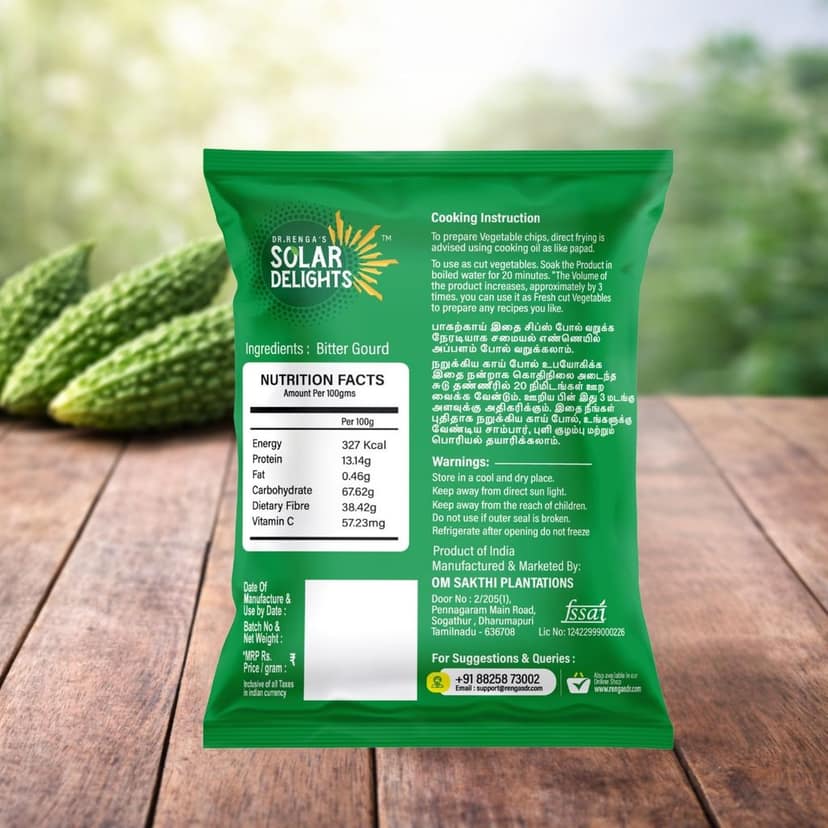 DR. RENGA'S SOLAR DELIGHTS – Solar Dried Bitter Gourd (Karela) Slices | Dehydrated Gourd | Easy to Rehydrate 100 g view 2