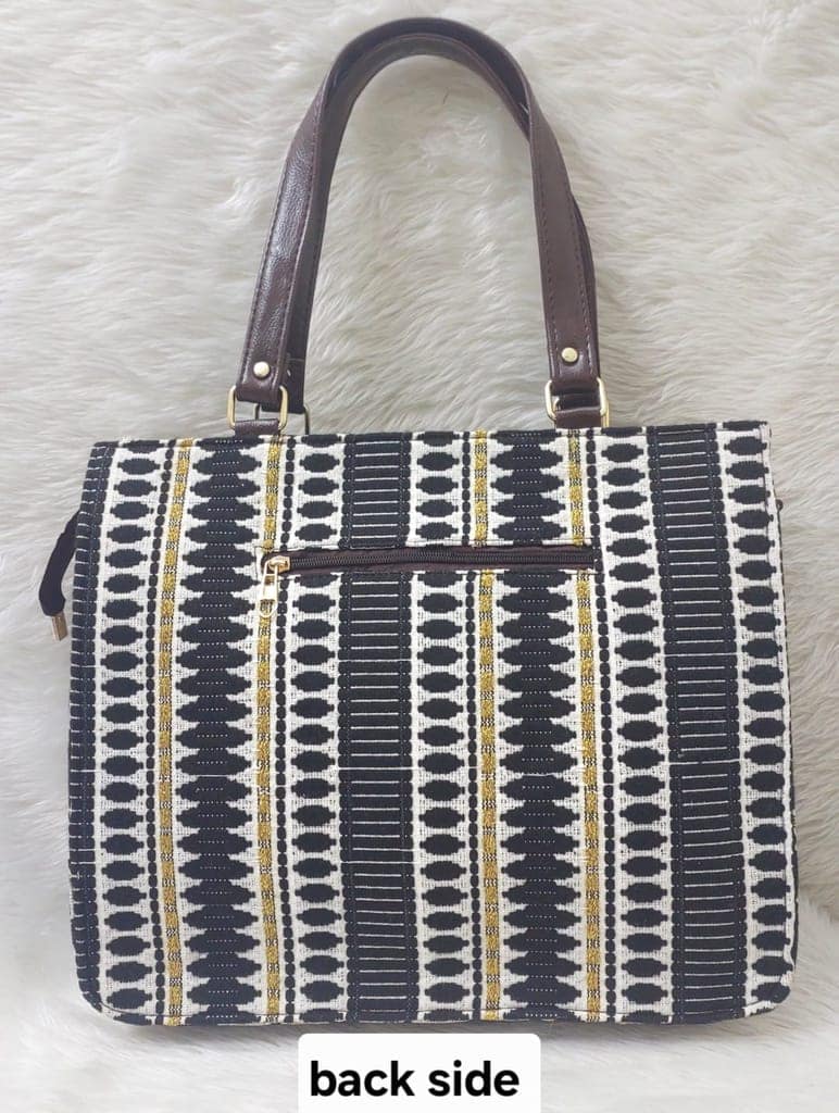 Black and White Striped Tote Bag view 2