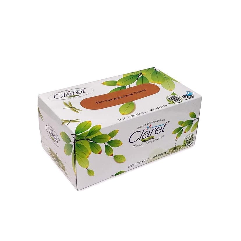 Claret Facial Tissue Box - 200 Pulls, 2-Ply, 3-in-1 Pack | Soft, Strong & Hygienic Tissues for Home, Office & Daily Use, Multipurpose Care view 2