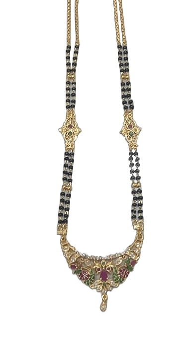 22K Gold Plated Mangalsutra with Black Beads for Women view 2