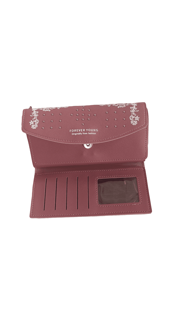 Forever Young Women's Wallet, PU Leather Bifold Clutch Wallets with Snap Closure