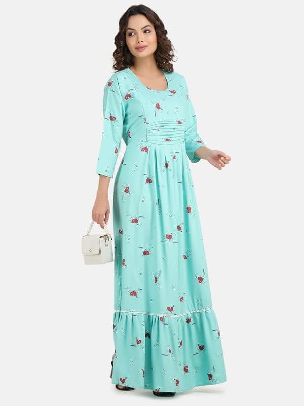 KOI Green Rayon Summertime Maternity Casual Dress L view 2