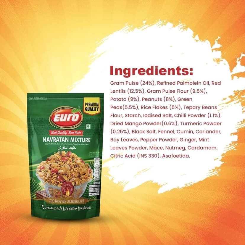 EURO Navratan Mixture Namkeen 350GM | Authentic Taste, Traditional Recipe | Indian Snacks view 2