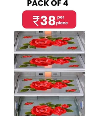 Generic PVC Floral Fridge Mats ( 43 29 ) Pack of 4 - Multicolor