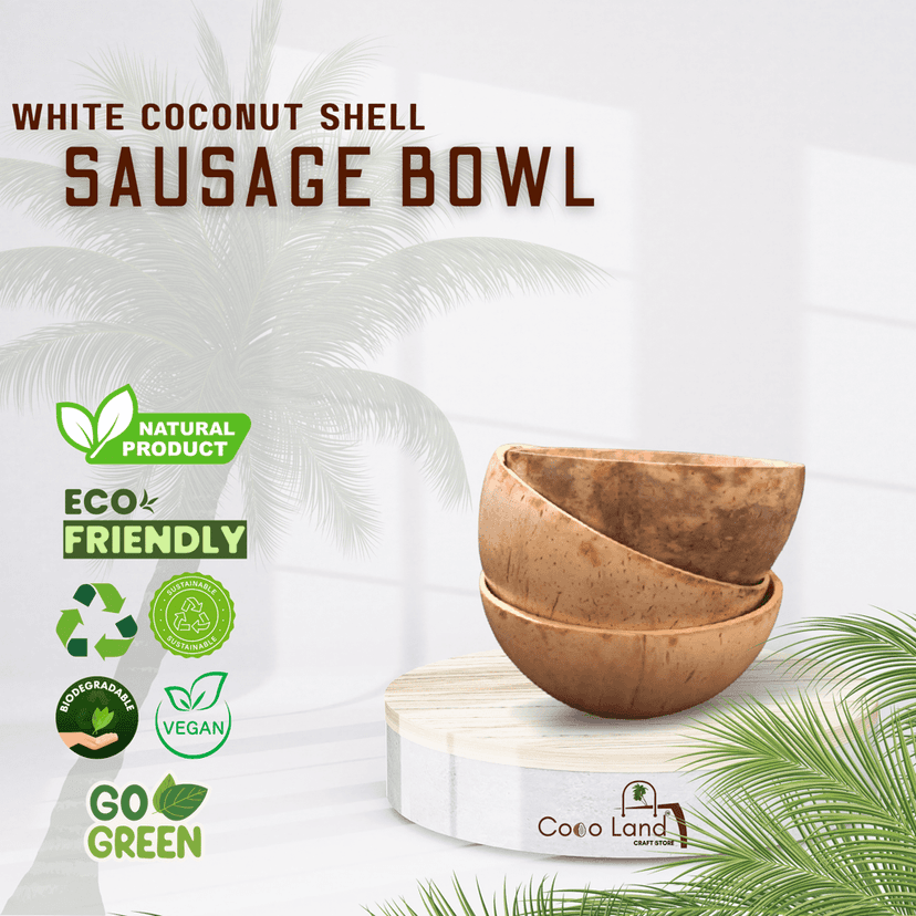Coco Land Coconut Shell SAUSAGE Bowl 100 ml |Coconut Oil Polished Decorative Pots ,Chutney,Pickle,Smoothie,Coffee,Tea Serving Bowl|Mixing Bowl,Natural Bowl,Eco Friendly view 2