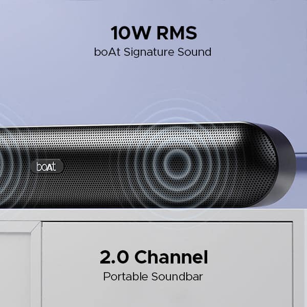 boAt Aavante Bar 480 | Bluetooth Soundbar with 10W RMS Signature Sound, 2.0 Channel with 7 Hours Playback, TWS Feature view 2