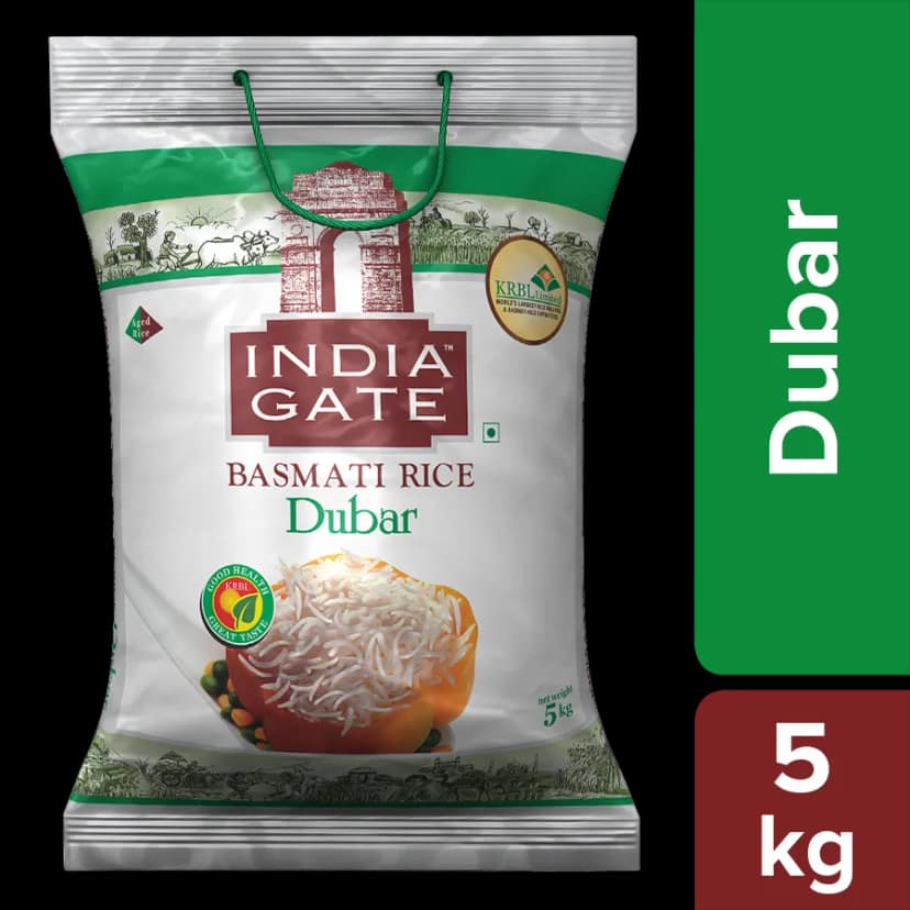India Gate Basmati Rice/Basmati Akki - Dubar, 5 Kg Pouch