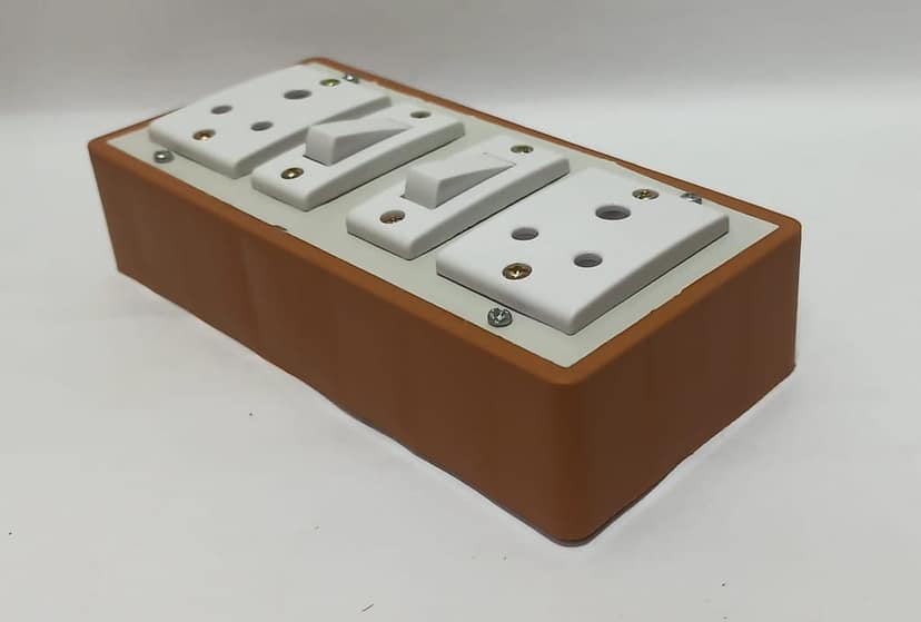 6A 2 Sockets (3 Pin Socket) & 2 Switch Extension Box with 6A Plug & 5m Wire view 2