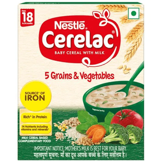 Nestle Cerelac 5 Grains & Vegetables Baby Cereal With Milk From 18 To 24 Months 300 Gms