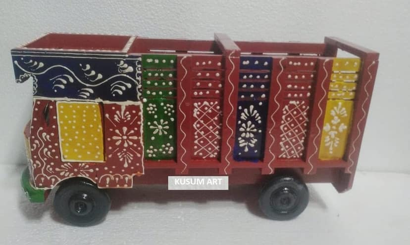 Kusum Art Wooden hand Painted Decorative Truck Toy Truck For Home Decor And Living Room view 2