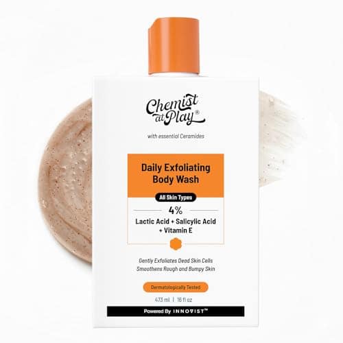 Chemist At Play Exfoliating Body Wash 473ml | Detans, Fights Body Acne, Strawberry Skin | 4% (Salicylic Acid, Vitamin E & Lactic Acid) | Non-drying | Gentle Exfoliating Shower Gel | For Men & Women Chemist At Play Exfoliating Body Wash 473ml | Detans, Fi view 2