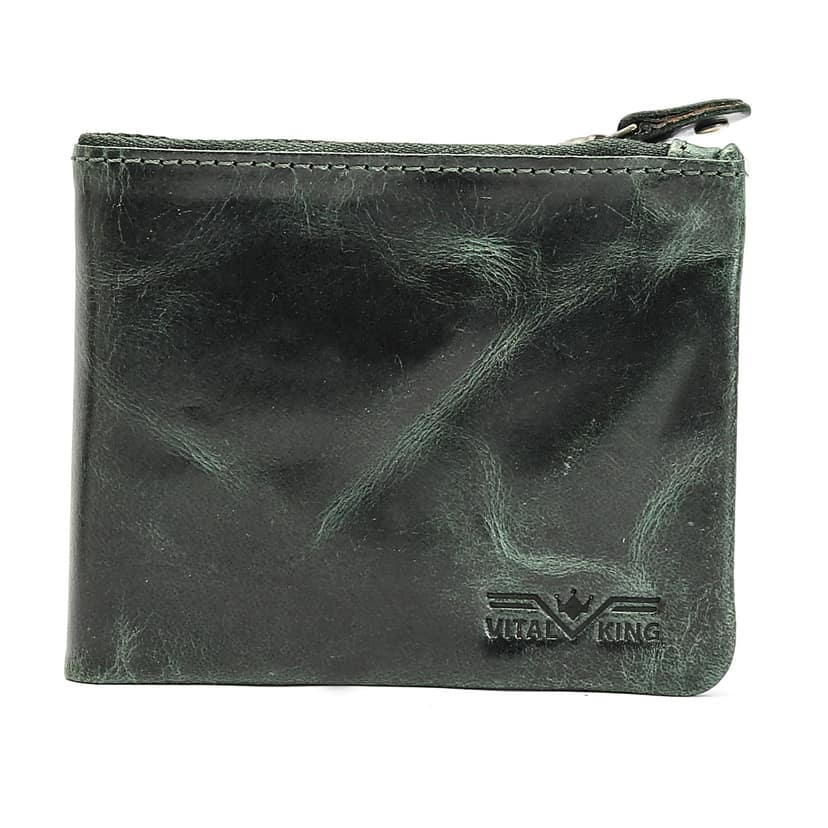 Vital King Men Trendy, Formal Green Genuine Leather RFID Wallet (6 Card Slots)