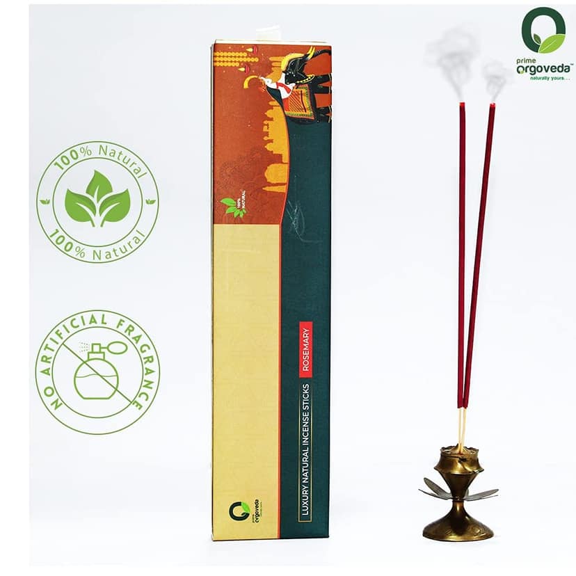 Prime Orgoveda Rosemary Incense Sticks | 100% Natural Organic Handmade - (Pack of 50 Sticks)