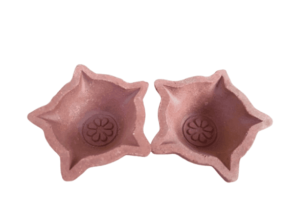 Pack of 2 Handmade Clay Diya Oil Lamps for Diwali Decoration view 2