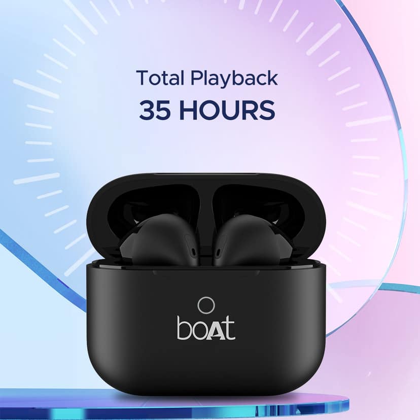 boAt Airdopes Alpha | True Wireless Earbuds with 35 Hours Playback, 13mm Drivers, ENx™ Tech, ASAP™ Charge, IWP™ Technology Jet Black view 2