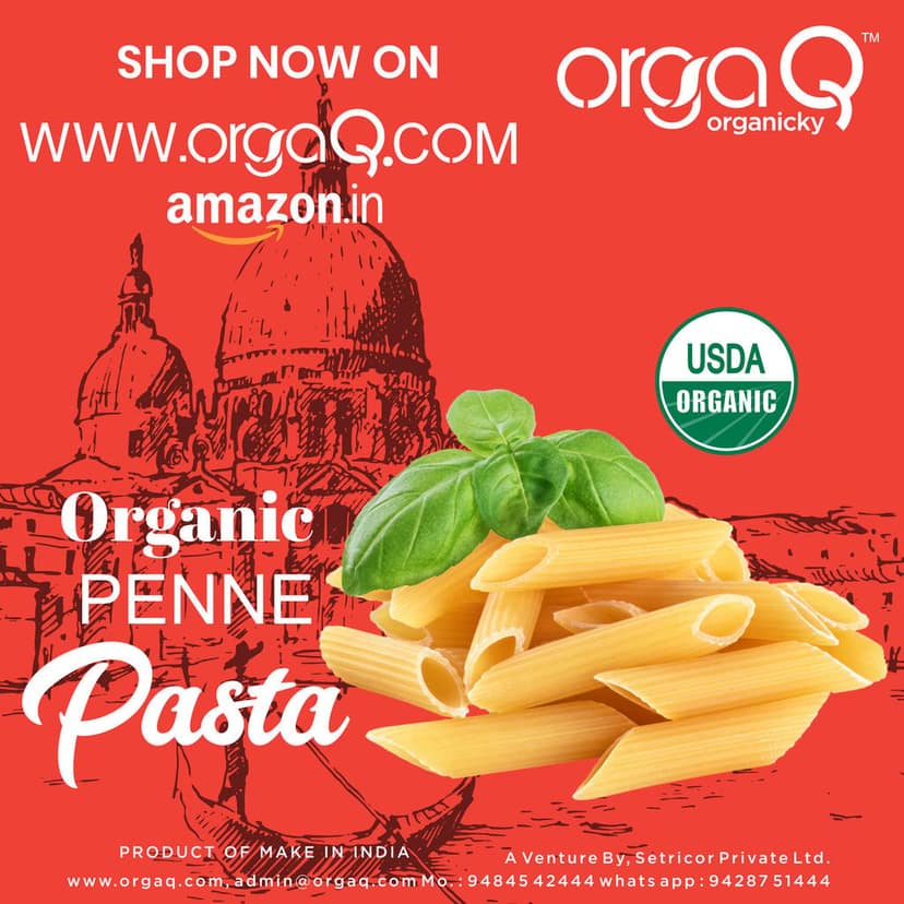 Orgaq Organicky Organic Penne Pasta Healthy and Delicious for Snacks view 2